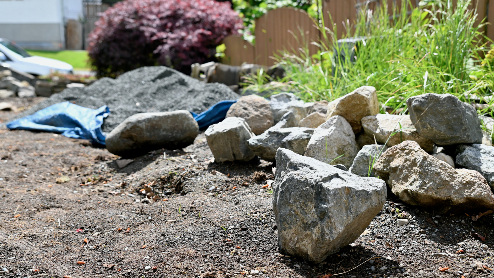 Stones for landscaping in yard
