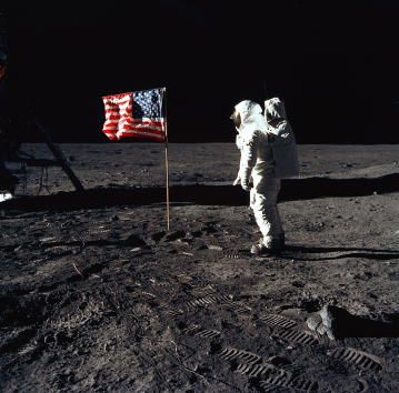 Buzz Aldrin lands on the moon.