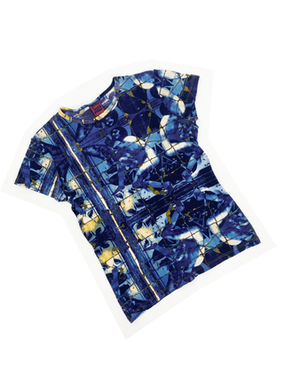 Jean Paul Gaultier 90s Blue Stained Glass Print Top — James Veloria
