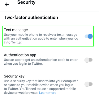 twitter two factor authentication screen