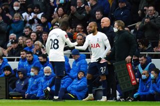 Lucas Moura, right, scored after replacing Ndombele