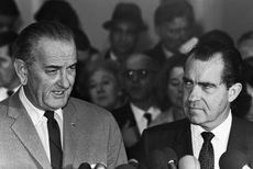 Presidents Lyndon Johnson and Richard Nixon