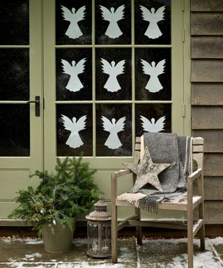 angel window stickers as christmas decor