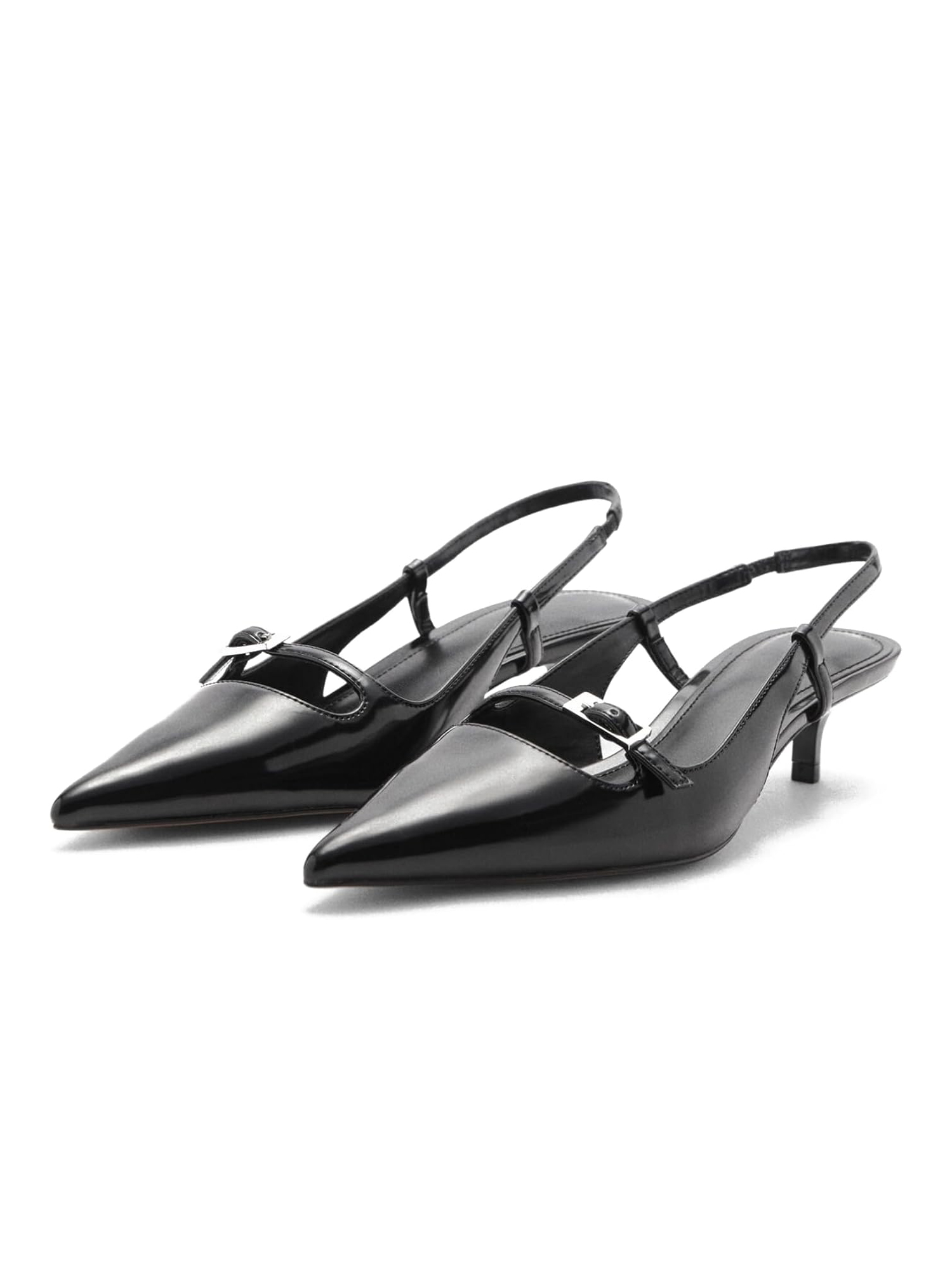 Yishaweiqi, Yishaweiqi Slingback Kitten Heels for Women Buckle Strap Pointed Toe Wedding Pumps Comfortable Slip on Shoes