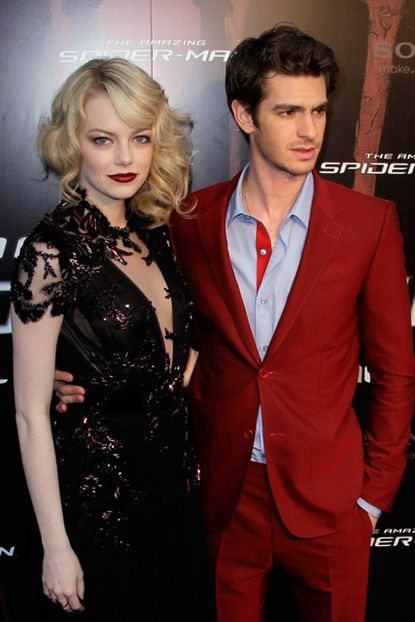 Emma Stone and Andrew Garfield at the Paris premiere of The Amazing Spider-Man