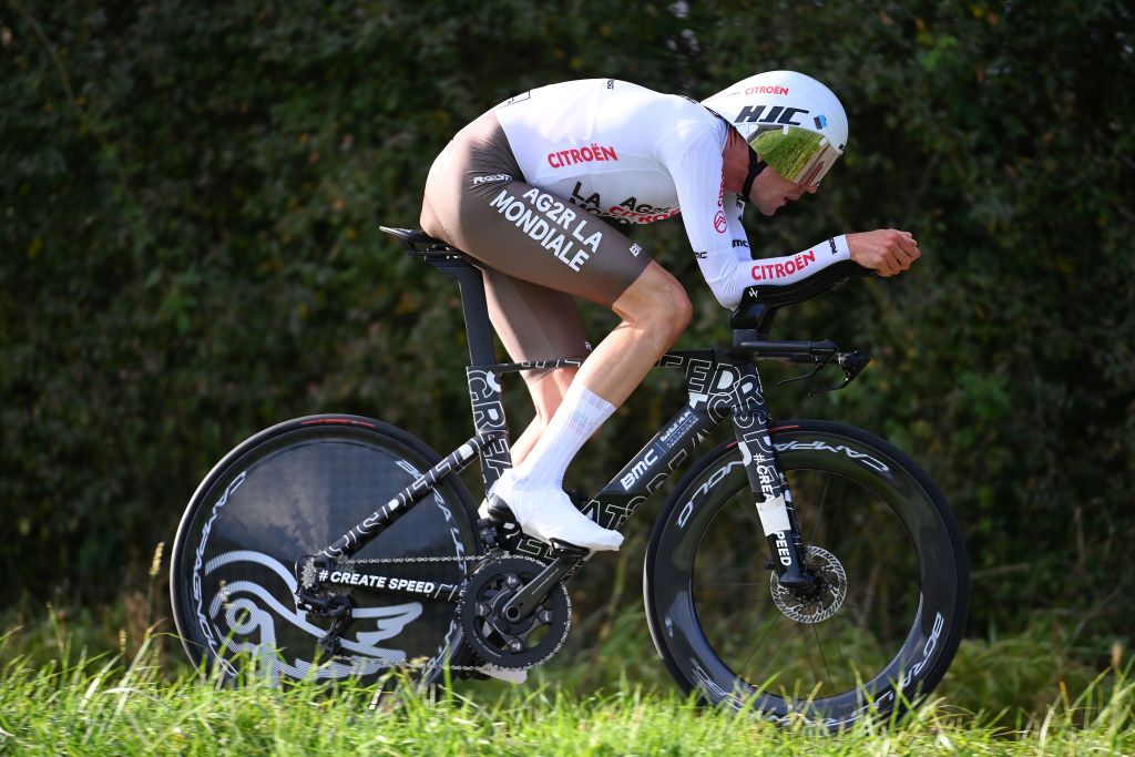 PETANGE LUXEMBOURG SEPTEMBER 23 Ben Oconnor of Australia and AG2R Citroen Team sprints during the 83rd Skoda Tour Luxembourg 2023 Stage 4 a 239km individual time trial from Ptange to Ptange on September 23 2023 in Petange Luxembourg Photo by Tim de WaeleGetty Images