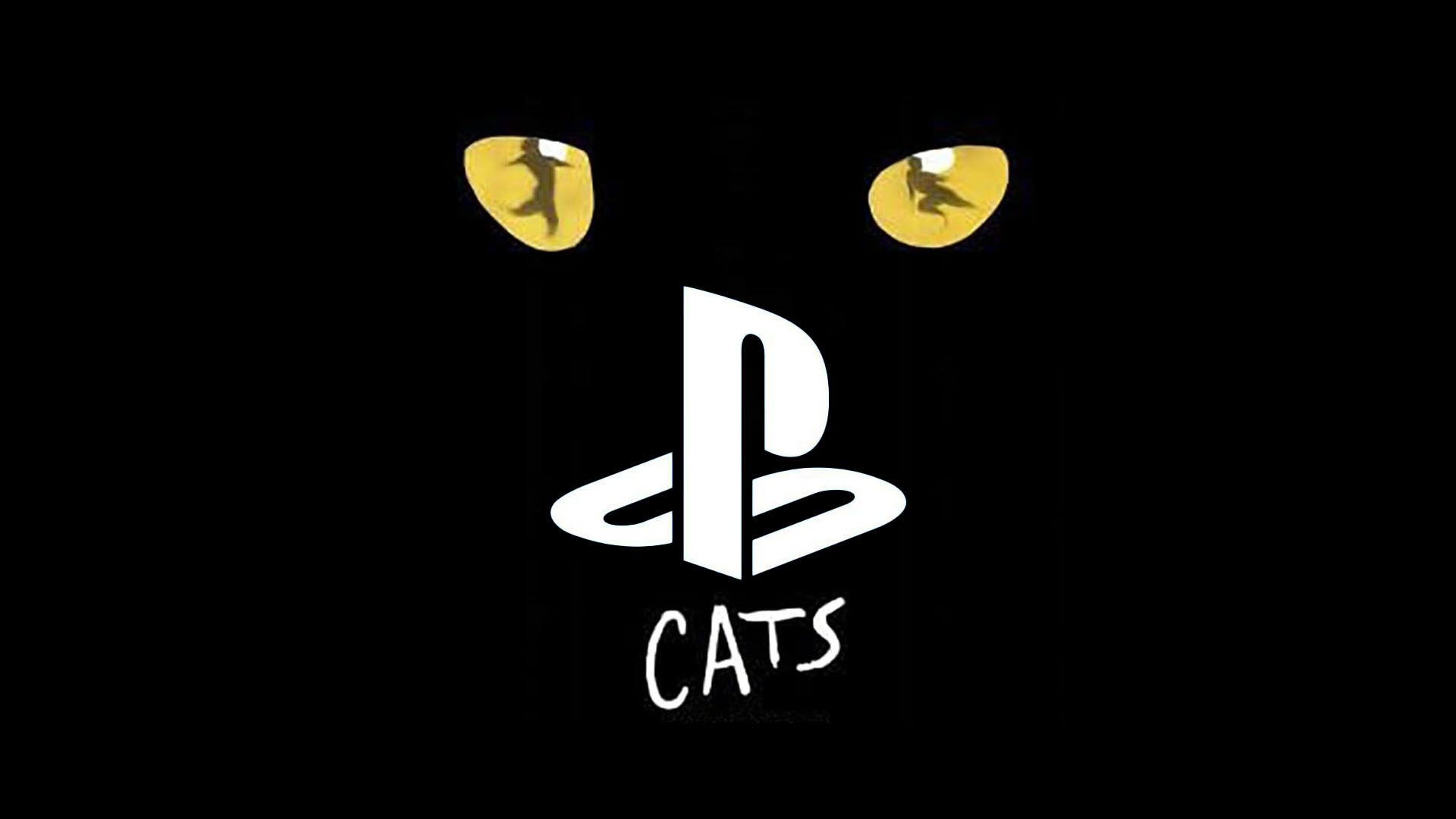 The poster for Andrew Lloyd Webber's musical "Cats" with the PlayStation logo in the center.