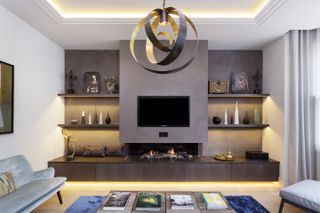 fireplace media feature wall joinery by Hux London
