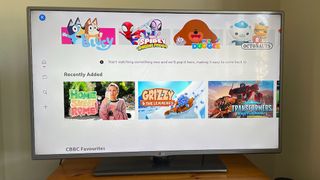 BBC iPlayer showing kids content on an old LG TV