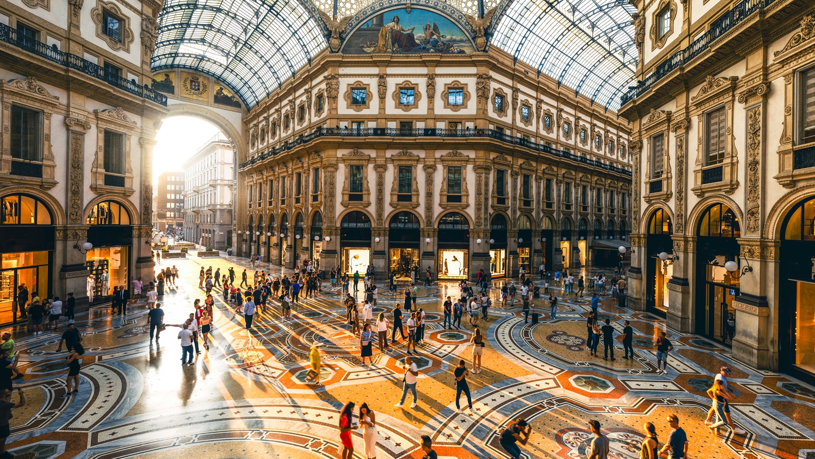 People gathered in Galleria Vittorio Emanuele II in Milan