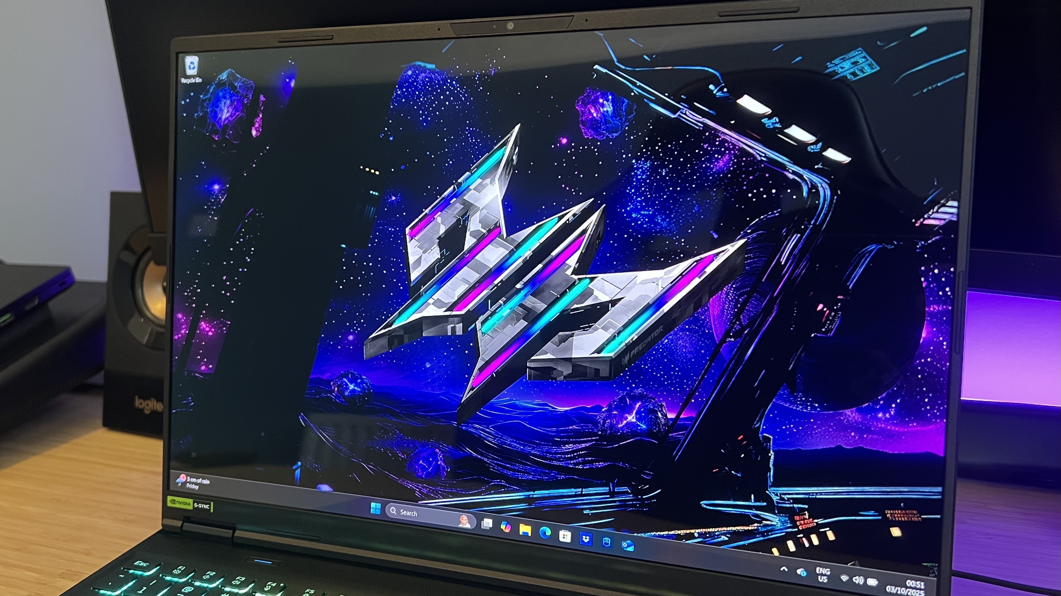 Close up on display of Acer Predator Helios Neo 16S AI gaming laptop