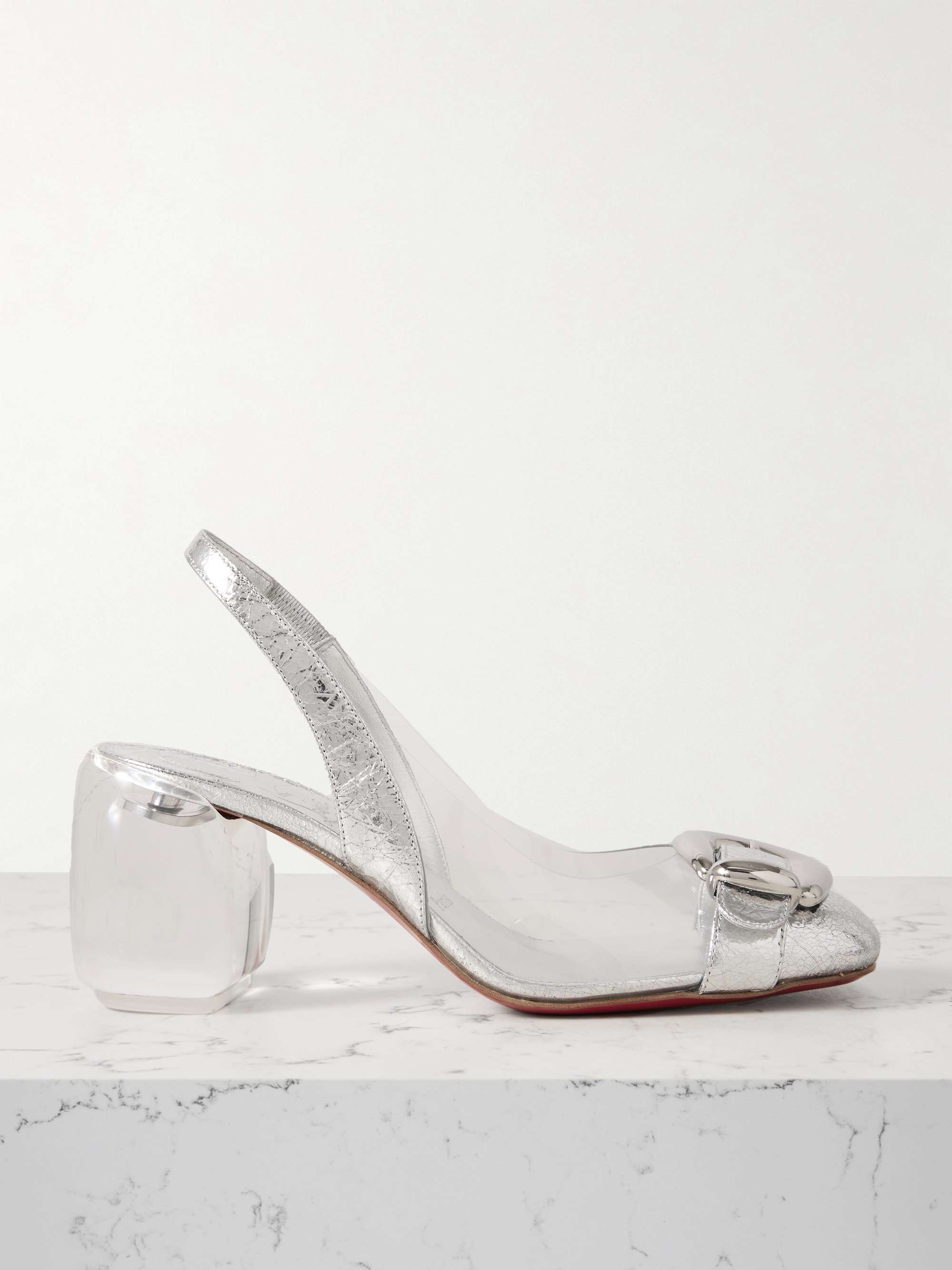 Minny Bubble 70 Buckled Glossed and Pvc Slingback Pumps