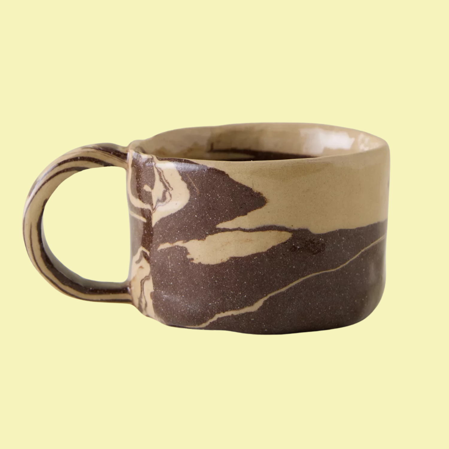 A marbled brown mug
