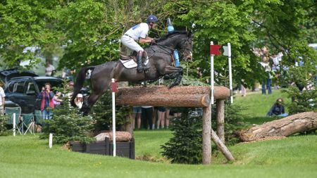 Harry Meade and Annaghmore Valoner on the cross-country at Badminton 2026.