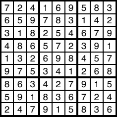 A solved sudoku puzzle.