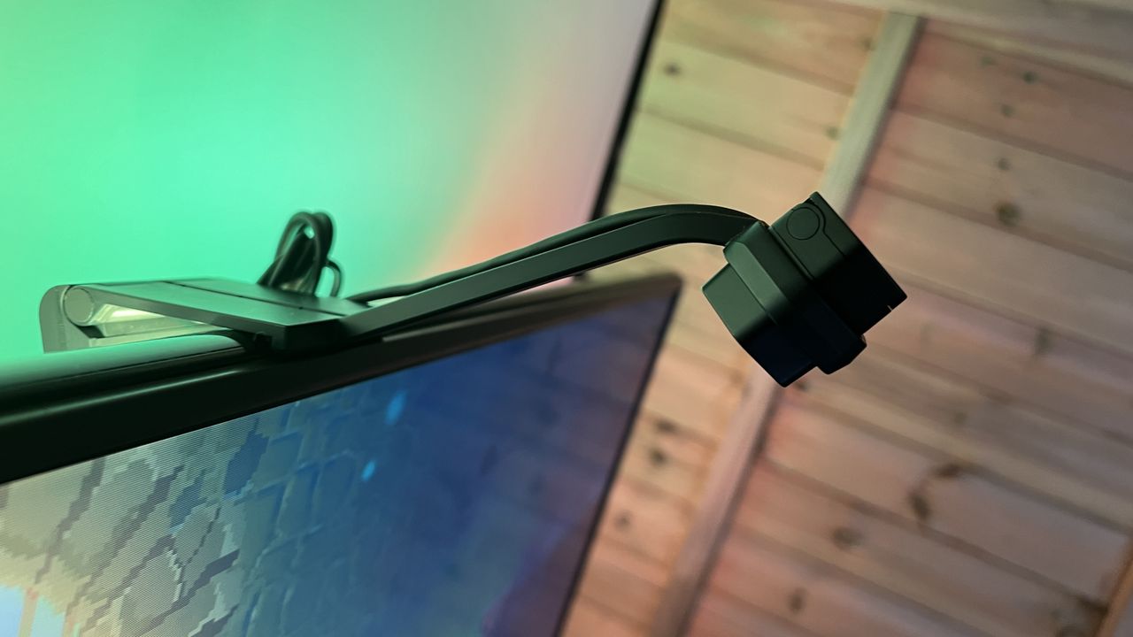 Nanoleaf 4D Screen Mirroring kit set up on a gaming monitor.