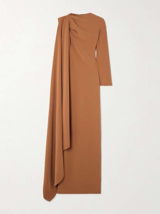 Lydia Asymmetric Draped Crepe Gown