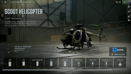 Battlefield 6 vehicle list for Season 2, focusing on scout helicopter