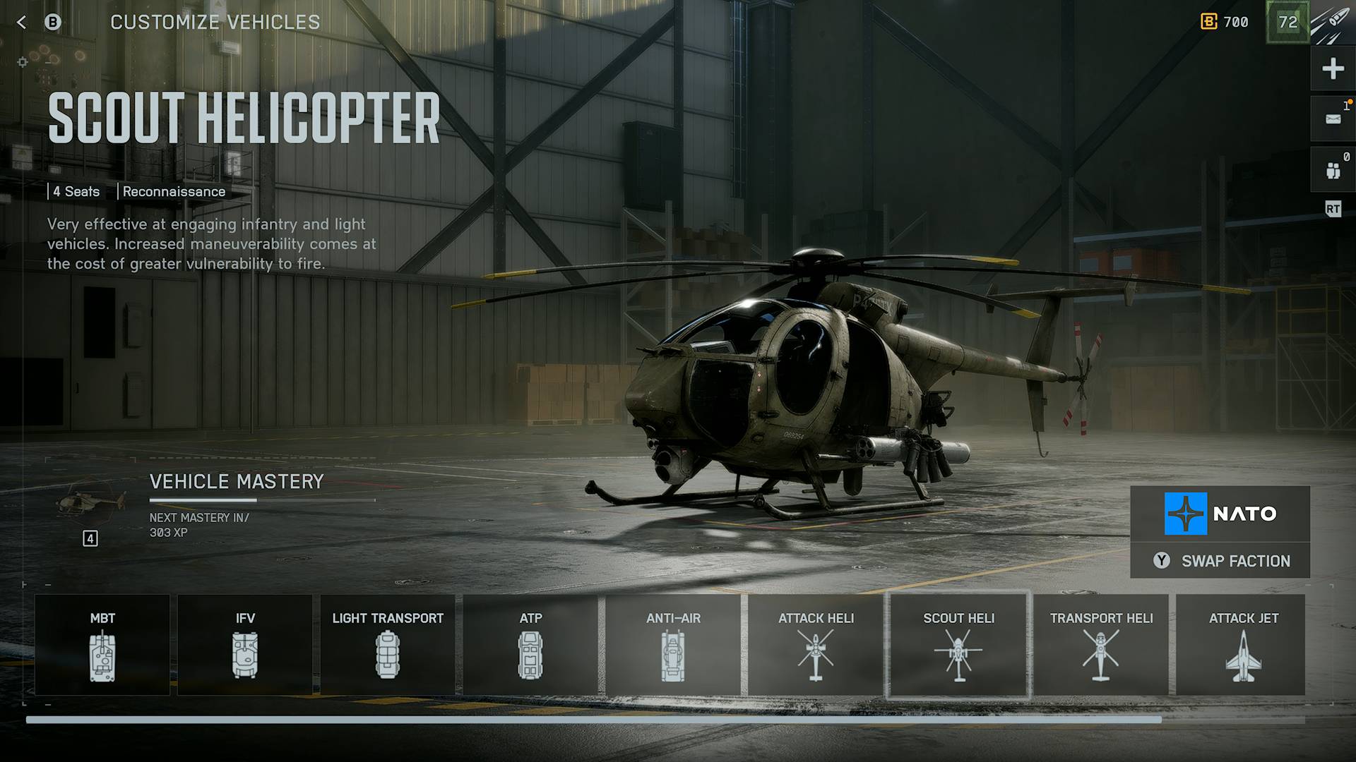 Battlefield 6 vehicle list for Season 2, focusing on scout helicopter
