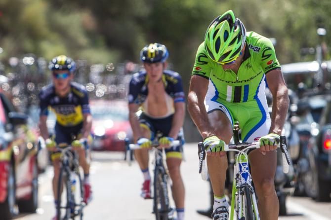 Riders struggled on the climbs in the heat of the day.
