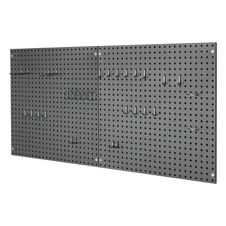 Seville Classics Ultrahd® 2-Piece Pegboard Set W/ 23 Piece Hook Assortment, 24" W X 24" D, Graphite