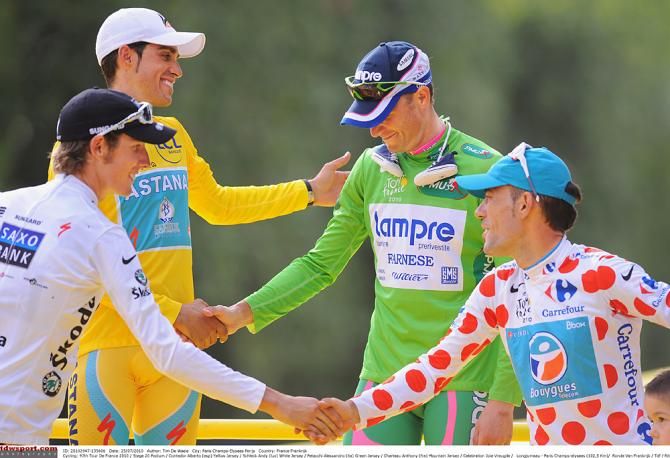 The final jerseys of the 2010 Tour de France
