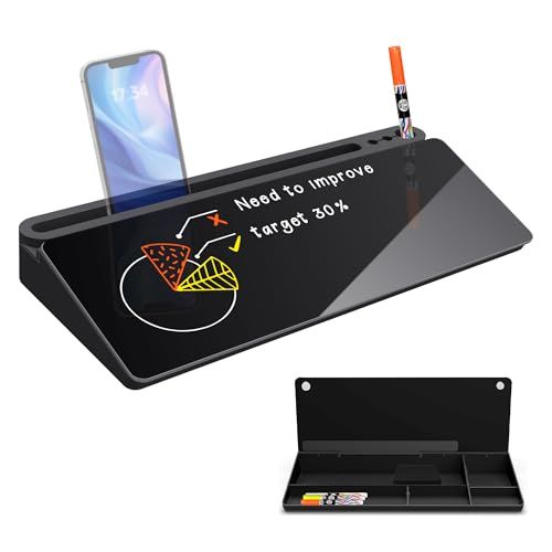 Desk Glass Whiteboard With Storage 