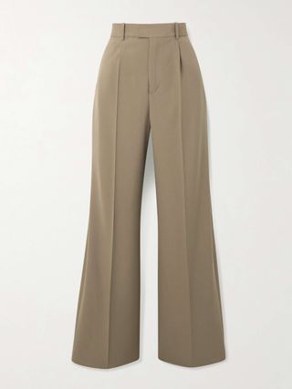 Pleated Wool Wide-Leg Pants