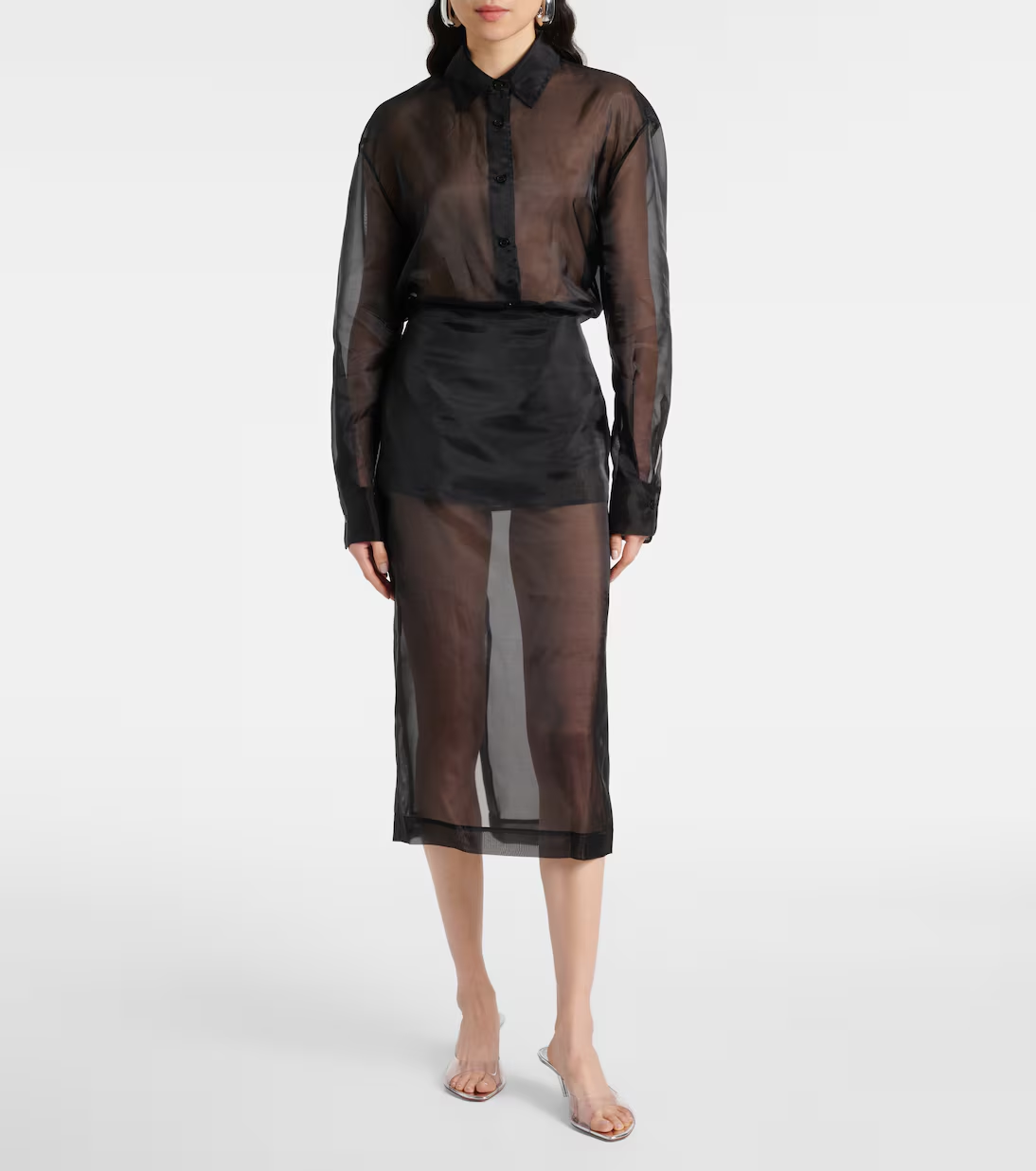 The Frankie Shop, Peri sheer silk-blend shirt