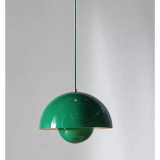 green ceiling pendant with an abstract shape