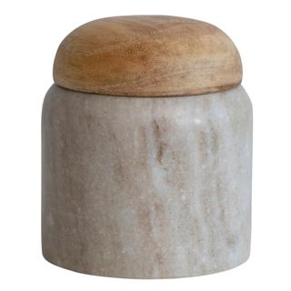 Creative Co-Op Modern Marble Canister With Wood Lid, Natural