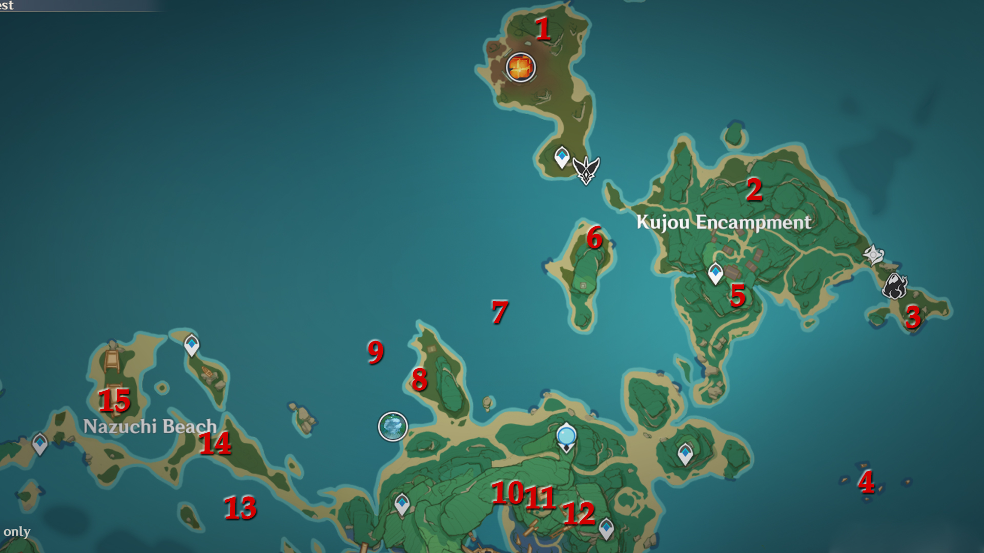 Genshin Impact Electroculus locations Kannazuka Island north