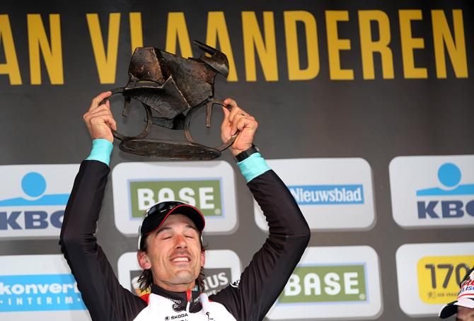 Fabian Cancellara enjoys the moment after winning Tour of Flanders
