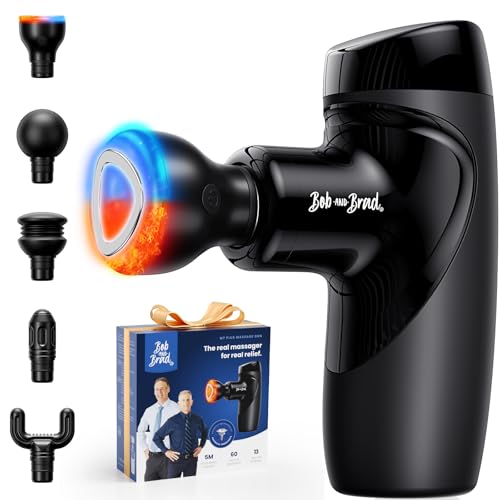 Bob and Brad M7 Plus Mini Massage Gun With Heat, Pocket-Sized Heated Deep Tissue Massager, Portable Percussion Muscle Travel Massager Gun, Ultra Light Small & Quiet Massage Gun, Fsa and Hsa Eligible