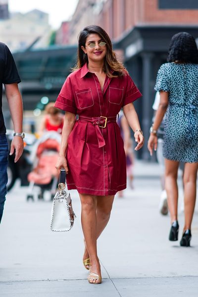 Street fashion, Clothing, Fashion, Red, Pink, Fashion model, Sunglasses, Beauty, Footwear, Dress,