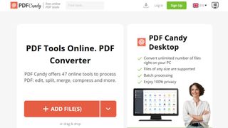 Website screenshot for PDF Candy.