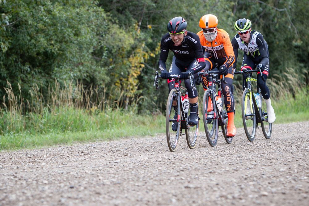 The breakaway hits todays gravel section