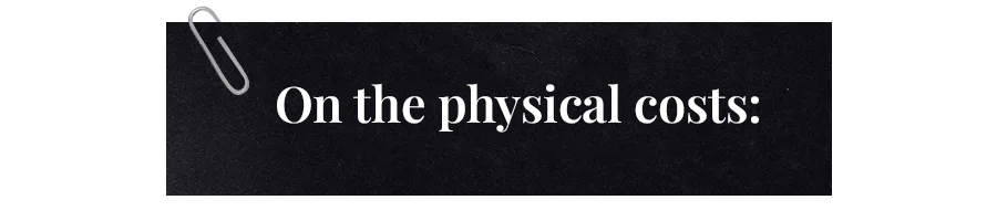 text that says on the physical costs