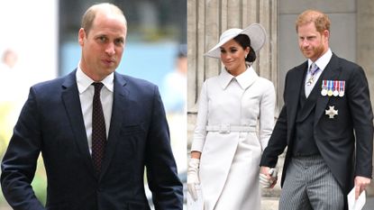 Prince William 'unlikely' to rebuild relationship with Prince Harry and Meghan, seen here at different occasions
