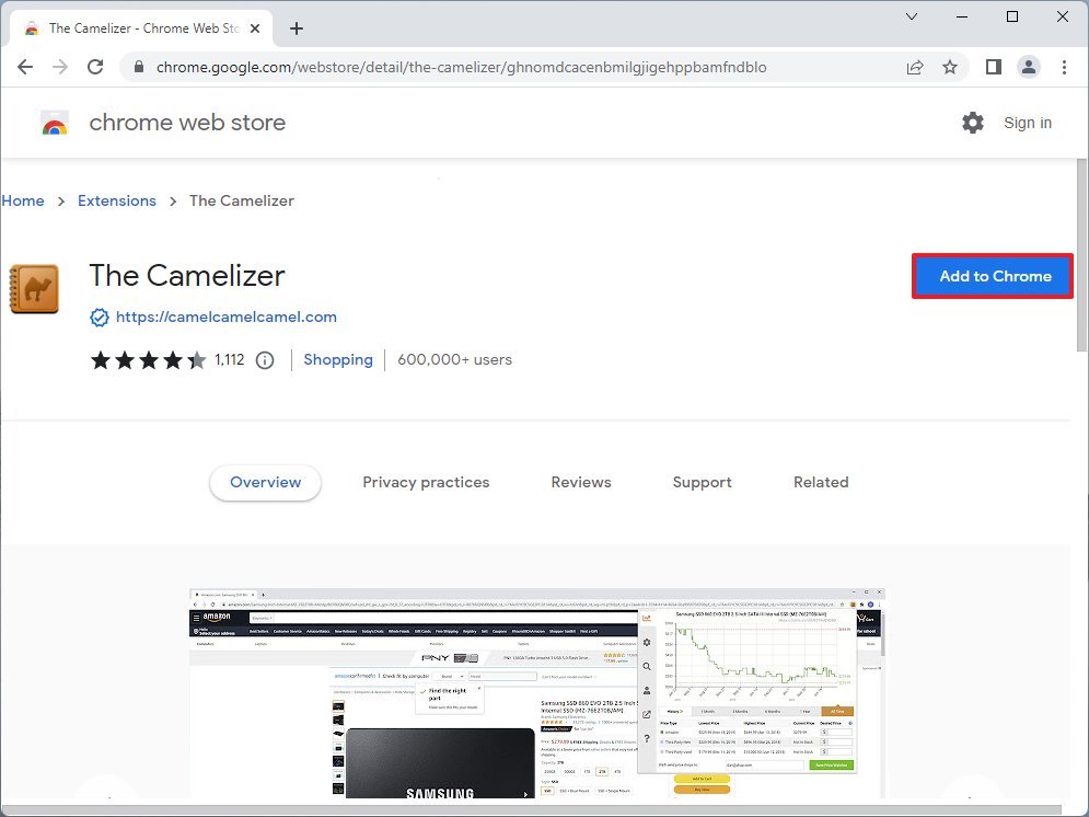 Chrome installiert The Camelizer