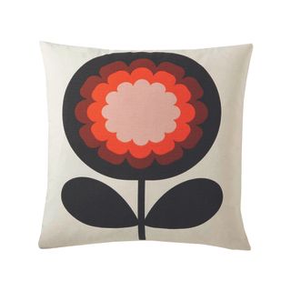 orla kiely flower cushion with white, pink and red tones available at and shine
