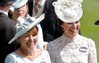 Catherine, Duchess of Cambridge (R) and her mother Carole Middleton attend day 1 of Royal Ascot at Ascot Racecourse