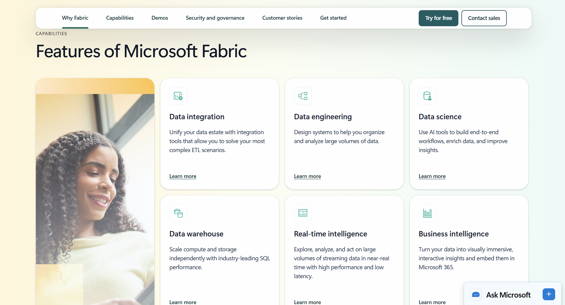 Microsoft Fabric homepage