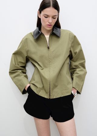 MANGO, Cotton Jacket With Contrasting Collar - Women | Mango Usa