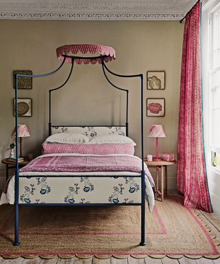 Romantic hotel-inspired bedroom with four poster