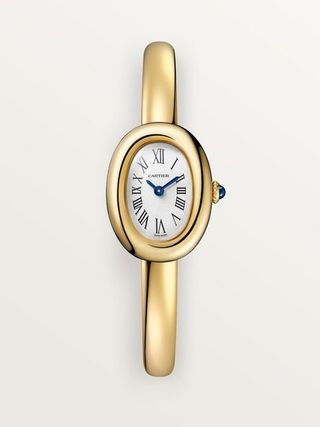 Gold Cartier Baignoire Watch with an oval dial