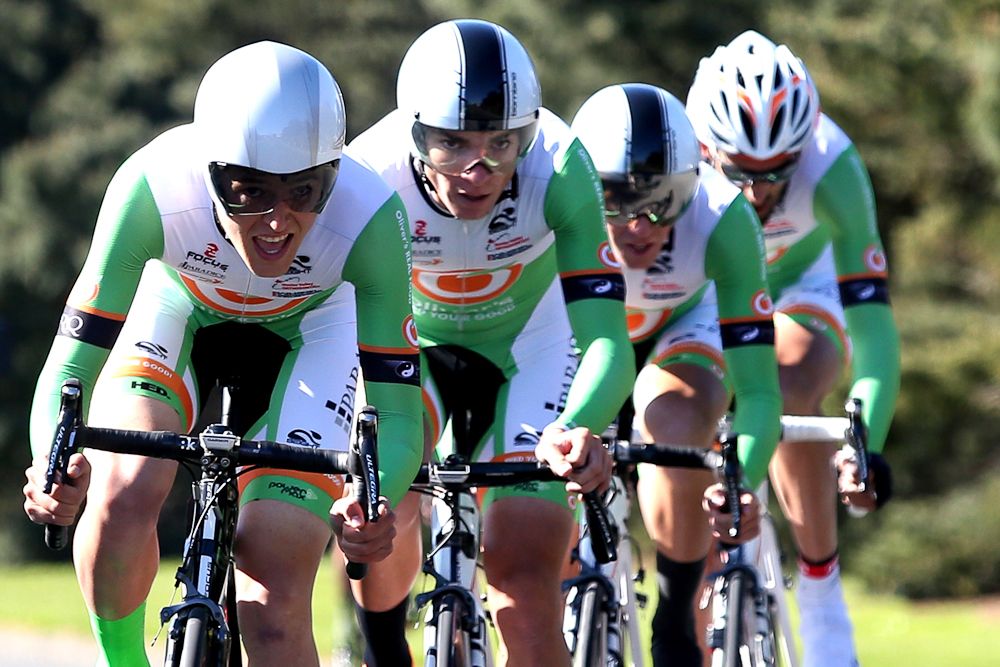 Logan Griffin of Auckland out front for the Olivers Real Food Racing Team in the Tour of Southland Prologue