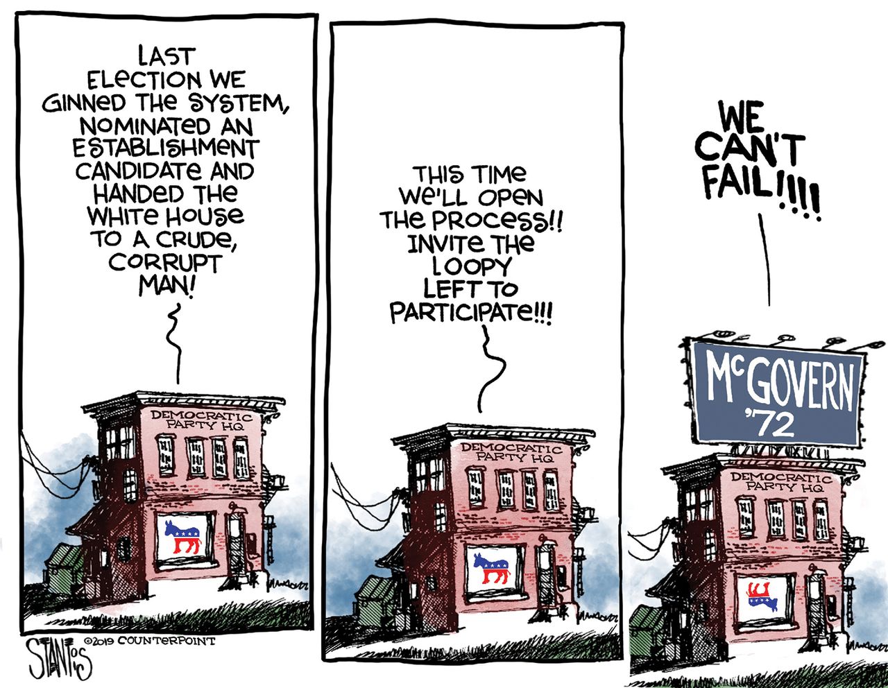 Political Cartoon U.S. Democrats Election Strategy Loopy Left McGovern