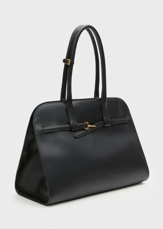 100% Leather Shopper Bag With Buckle - Women | Mango Usa