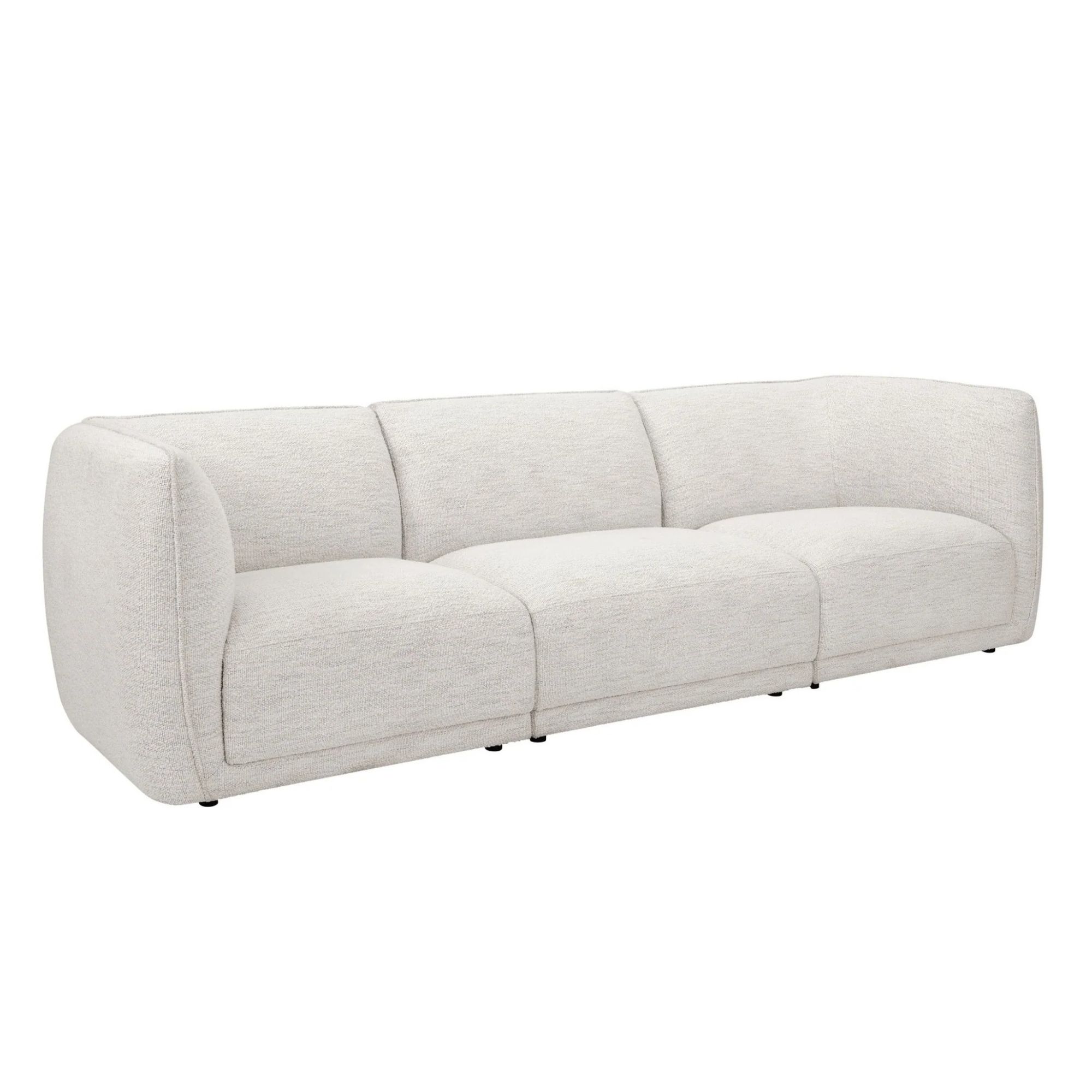 boucle low slung sofa